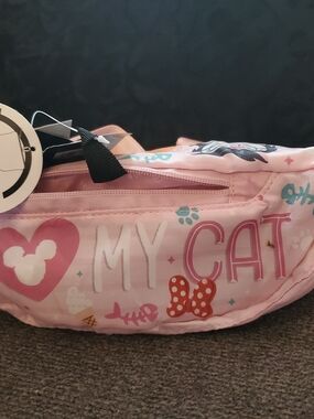 Disney Pink 'My Cat' Convertable Waist/crossbody Bag with Playful Graphics